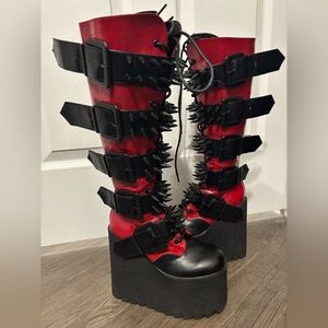 Dolls Kill / Widow Black & Red Appetite For Destruction Platform Boots